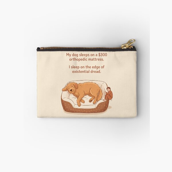 Item preview, Dog Sleeps on Orthopedic Mattress Existential Dread designed and sold by SplashTastic.