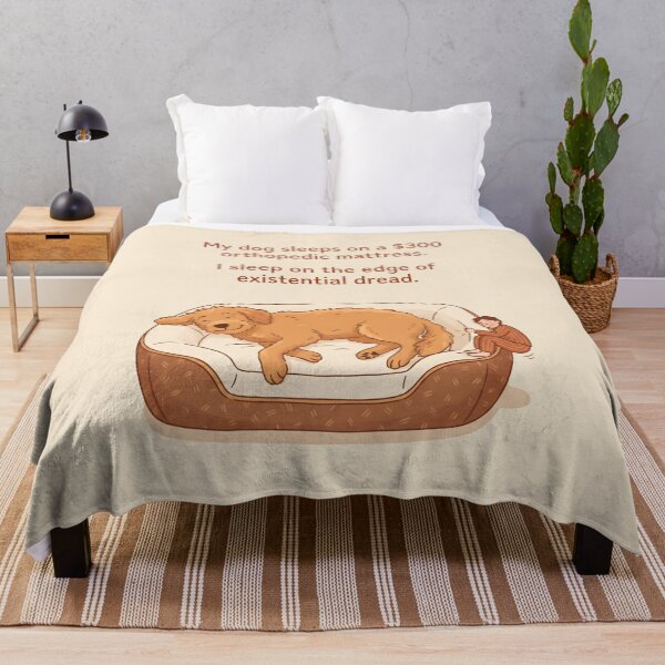 Item preview, Dog Sleeps on Orthopedic Mattress Existential Dread designed and sold by SplashTastic.