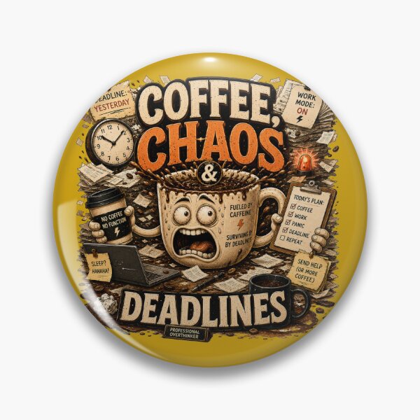 Item preview, Coffee Chaos And Deadlines Funny Quote designed and sold by pradeepvisuals.