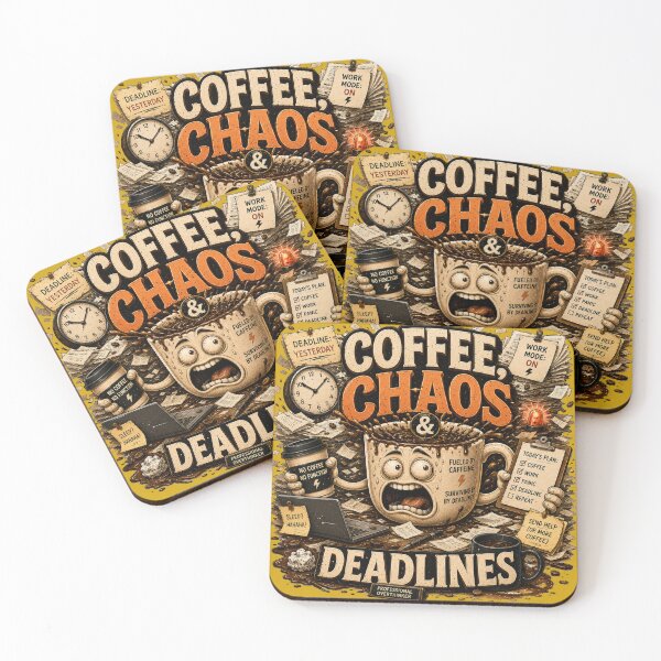 Item preview, Coffee Chaos And Deadlines Funny Quote designed and sold by pradeepvisuals.