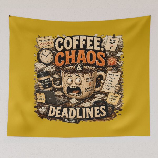 Item preview, Coffee Chaos And Deadlines Funny Quote designed and sold by pradeepvisuals.