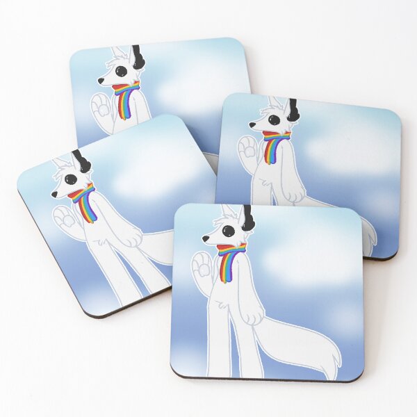 Item preview, White Fox Character with Rainbow Scarf designed and sold by CollinsEmiLove.