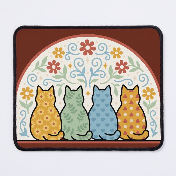 Item preview, Cute Folk Art Cats Floral Scandinavian Style designed and sold by madtoyman.