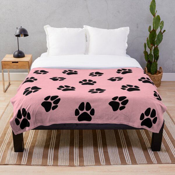 Item preview, Pale Pink and Black Paw Print Pattern designed and sold by SolGalaxyDesign.