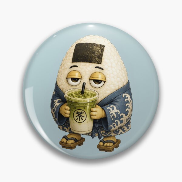 Item preview, Matcha Onigiri Mascot | Cute Japanese Rice Ball Drinking Matcha designed and sold by TheTrendsDesk.