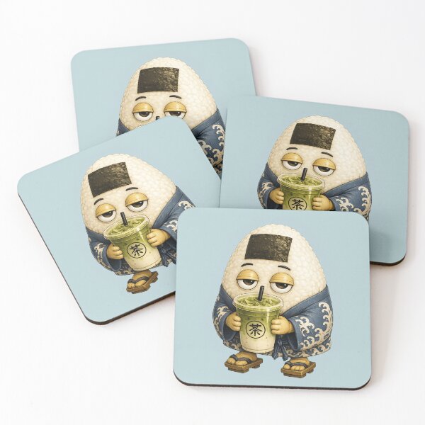 Item preview, Matcha Onigiri Mascot | Cute Japanese Rice Ball Drinking Matcha designed and sold by TheTrendsDesk.