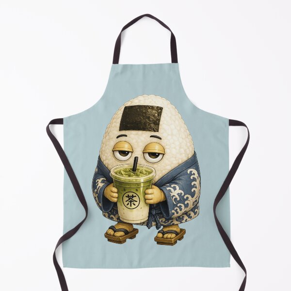 Item preview, Matcha Onigiri Mascot | Cute Japanese Rice Ball Drinking Matcha designed and sold by TheTrendsDesk.