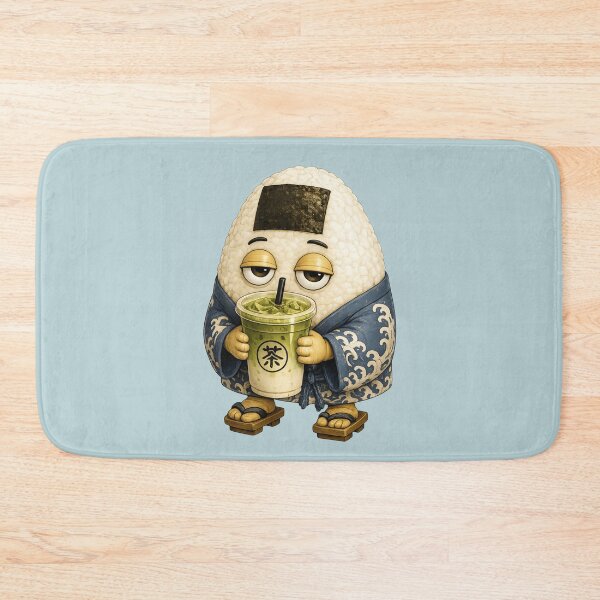 Item preview, Matcha Onigiri Mascot | Cute Japanese Rice Ball Drinking Matcha designed and sold by TheTrendsDesk.