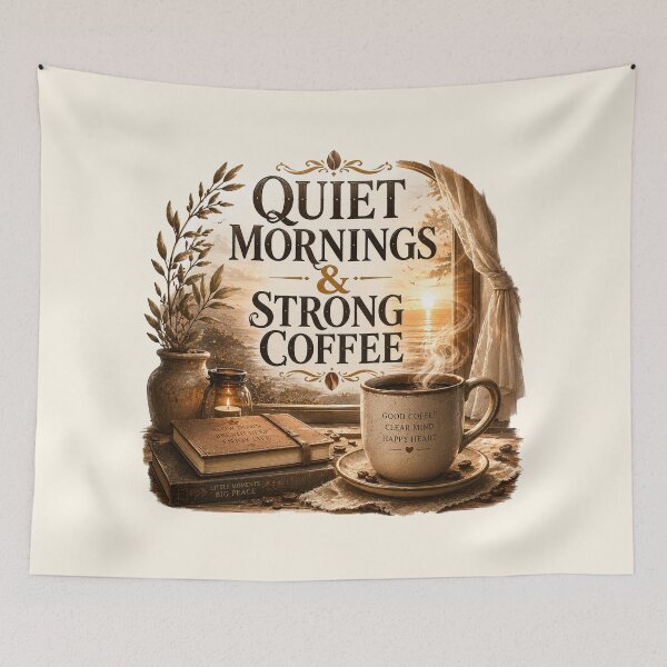 Item preview, Quiet Mornings Strong Coffee Aesthetic designed and sold by pradeepvisuals.