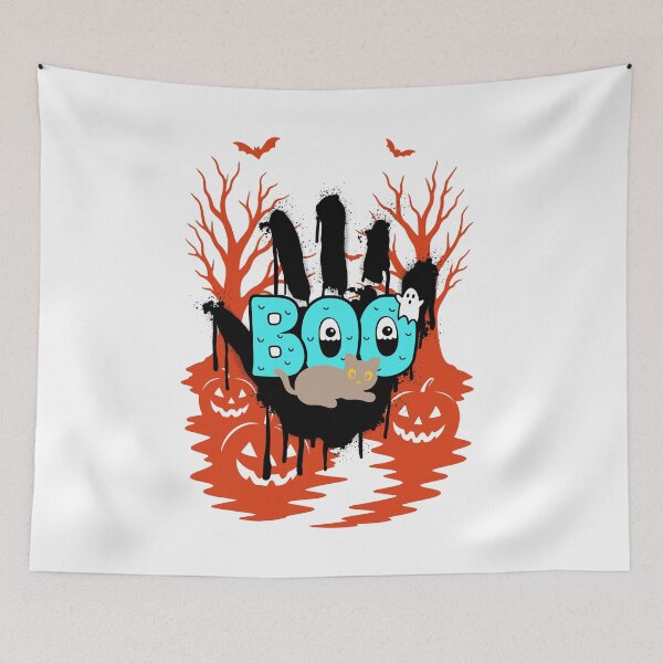 Item preview, Cute Halloween Boo Cat Ghost Pumpkin Spooky Kawaii Design designed and sold by Palette _Vibes.