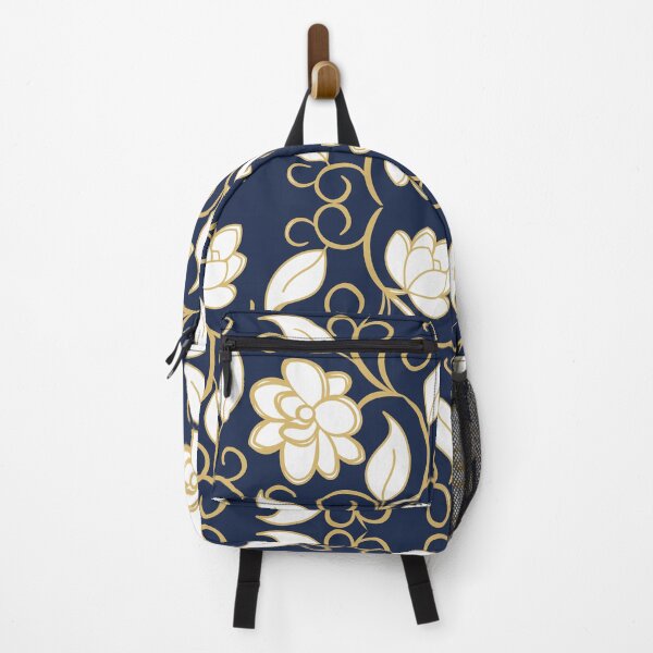 Item preview, Navy Blue and Gold Floral Damask Seamless Pattern designed and sold by 555Design.