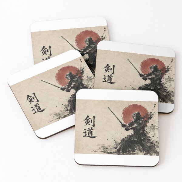 Item preview, Kendo 剣道 - Japanese Sumi-e Ink Painting with Red Sun designed and sold by KeisJapan.