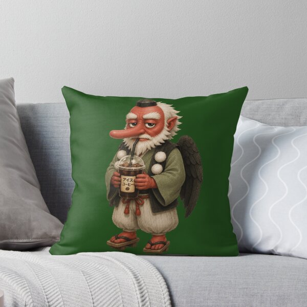 Item preview, Tengu Drinking Iced Coffee | Cute Japanese Yokai Coffee Art designed and sold by TheTrendsDesk.