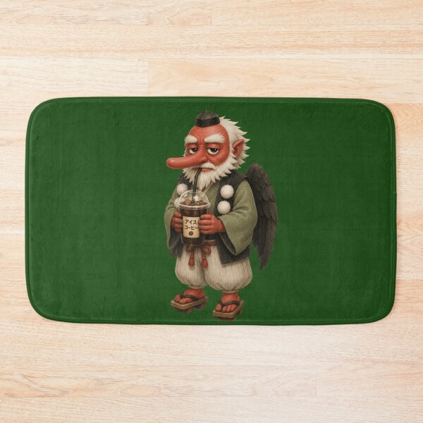 Item preview, Tengu Drinking Iced Coffee | Cute Japanese Yokai Coffee Art designed and sold by TheTrendsDesk.