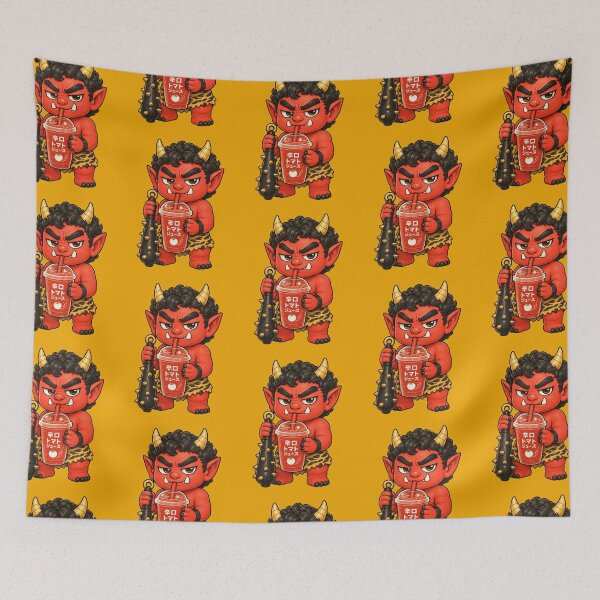 Item preview, Oni Drinking Spicy Tomato Juice | Cute Japanese Yokai Character designed and sold by TheTrendsDesk.