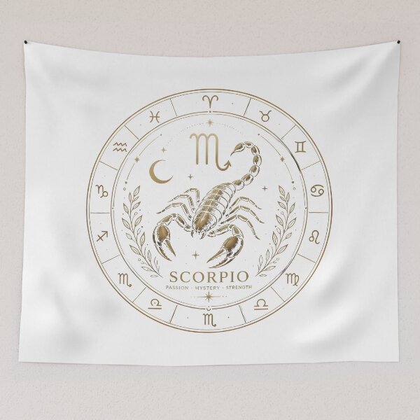 Item preview, Scorpio Passion Mystery Strength Gold Zodiac Circle Art designed and sold by Zodiac Celestial Art.