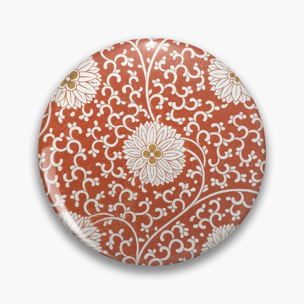 Item preview, Vintage Red Chinese Chrysanthemum Scroll Pattern  designed and sold by The Ravens Ballad.