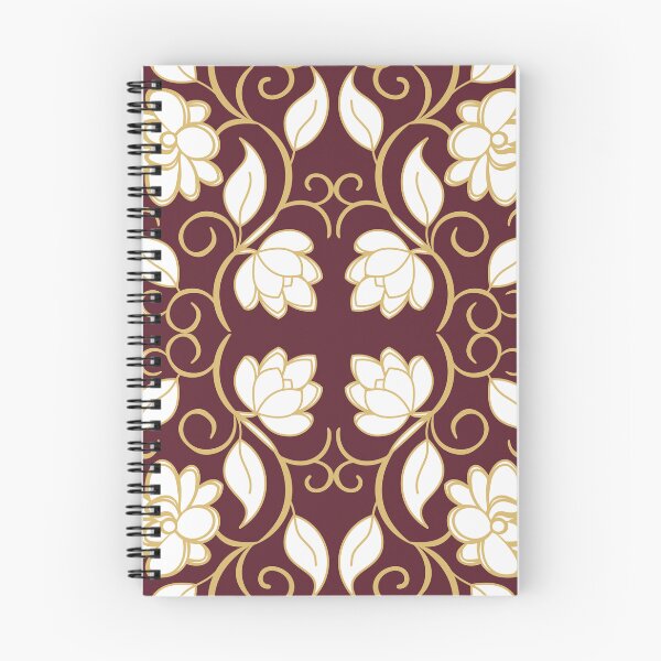 Item preview, Burgundy and Gold Floral Damask Seamless Pattern designed and sold by 555Design.