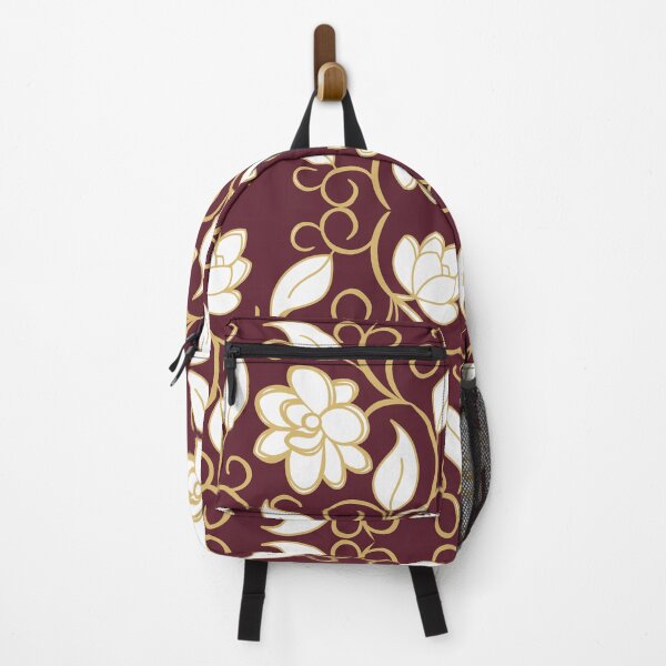 Item preview, Burgundy and Gold Floral Damask Seamless Pattern designed and sold by 555Design.