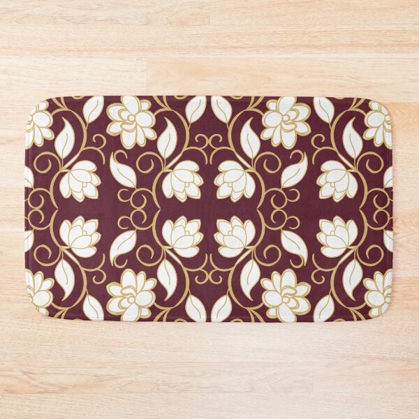 Item preview, Burgundy and Gold Floral Damask Seamless Pattern designed and sold by 555Design.