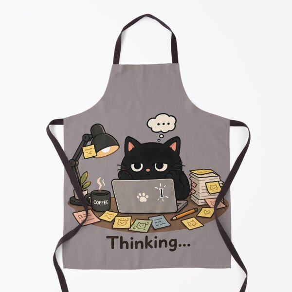 Item preview, Thinking Funny Black Cat Tired at Work Laptop designed and sold by ChubbyGoong.