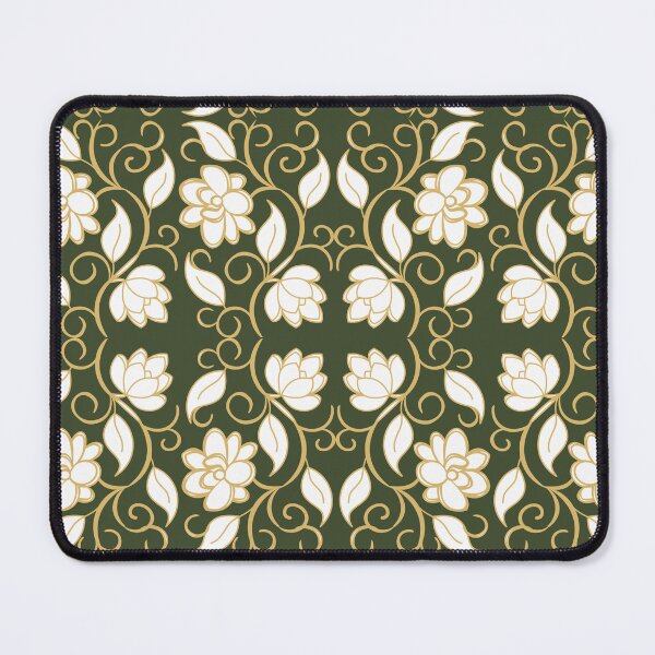 Item preview, Olive Green and Gold Floral Damask Seamless Pattern designed and sold by 555Design.