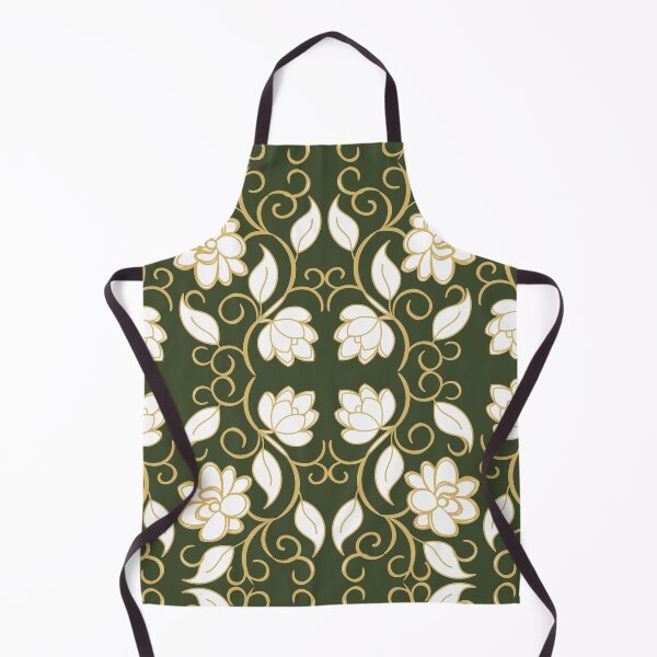 Item preview, Olive Green and Gold Floral Damask Seamless Pattern designed and sold by 555Design.
