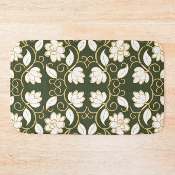 Item preview, Olive Green and Gold Floral Damask Seamless Pattern designed and sold by 555Design.