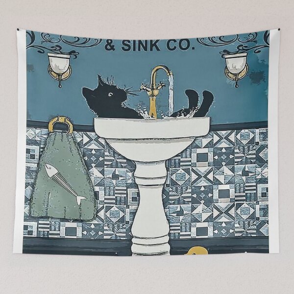 Item preview, Black Cat Wash Your Paws Bathroom designed and sold by colinterrell.