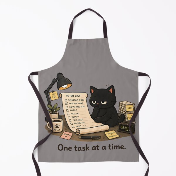 Item preview, One Task At A Time Cute Tired Black Cat To Do List designed and sold by ChubbyGoong.