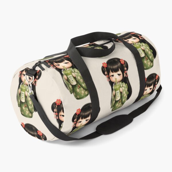 Item preview, Kokeshi Girl Drinking Matcha Latte | Cute Japanese Café Illustration designed and sold by TheTrendsDesk.