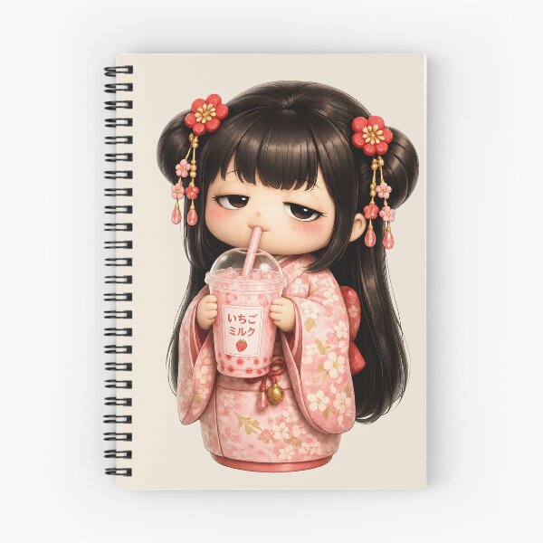 Item preview, Kokeshi Girl Drinking Ichigo Milk | Cute Japanese Strawberry Milk Art designed and sold by TheTrendsDesk.