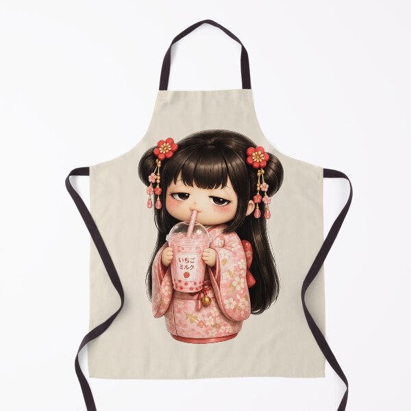 Item preview, Kokeshi Girl Drinking Ichigo Milk | Cute Japanese Strawberry Milk Art designed and sold by TheTrendsDesk.