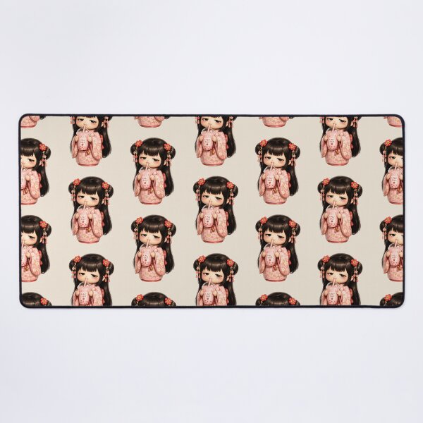 Item preview, Kokeshi Girl Drinking Ichigo Milk | Cute Japanese Strawberry Milk Art designed and sold by TheTrendsDesk.