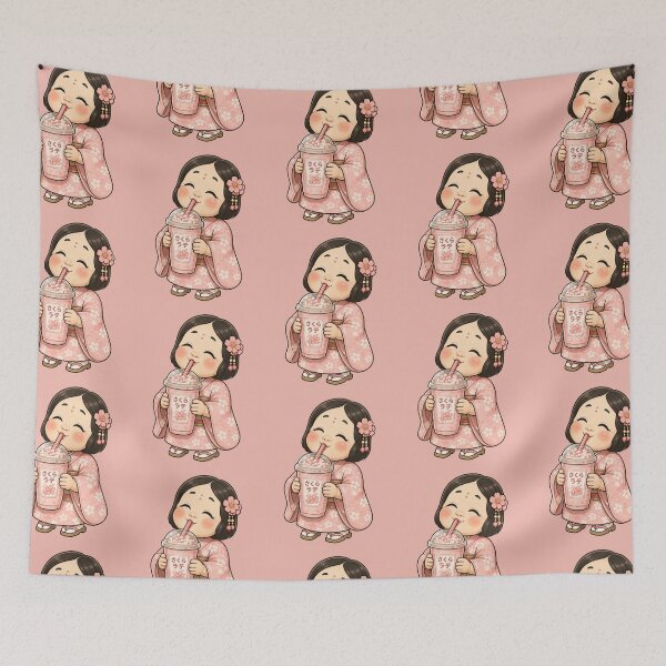 Item preview, Sakura Latte Girl | Cute Japanese Cherry Blossom Café Art designed and sold by TheTrendsDesk.