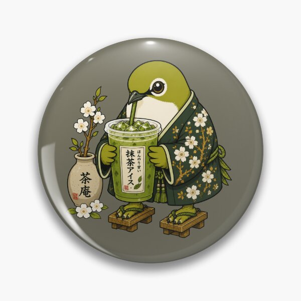 Item preview, Mejiro Bird Drinking Iced Matcha | Cute Japanese White-eye Art designed and sold by TheTrendsDesk.