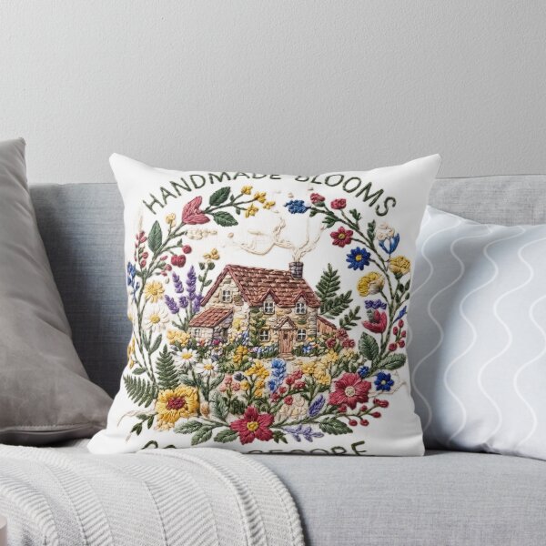 Item preview, Handmade Floral Deep Color Cottagecore Design | Vintage Wildflower Folk Art | Cozy Botanical Nature Aesthetic designed and sold by Softbear Atelier.