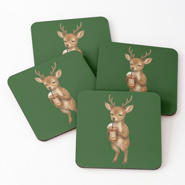 Item preview, Nara Deer Drinking Iced Tea | Cute Japanese Deer Café Art designed and sold by TheTrendsDesk.