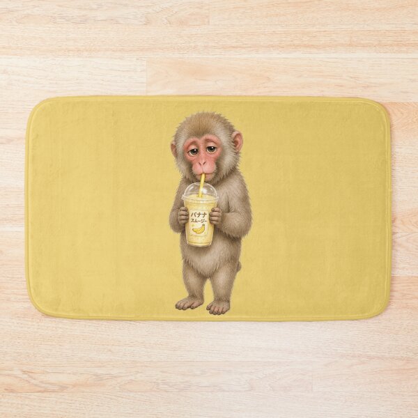 Item preview, Japanese Snow Monkey Drinking Banana Smoothie | Cute Macaque Art designed and sold by TheTrendsDesk.