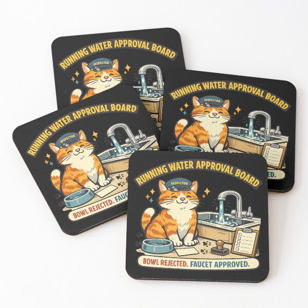 Item preview, Running Water Approval Board Cat Inspector designed and sold by Concrete Coffee Studio.