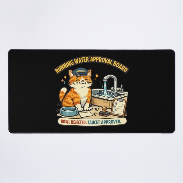 Item preview, Running Water Approval Board Cat Inspector designed and sold by Concrete Coffee Studio.