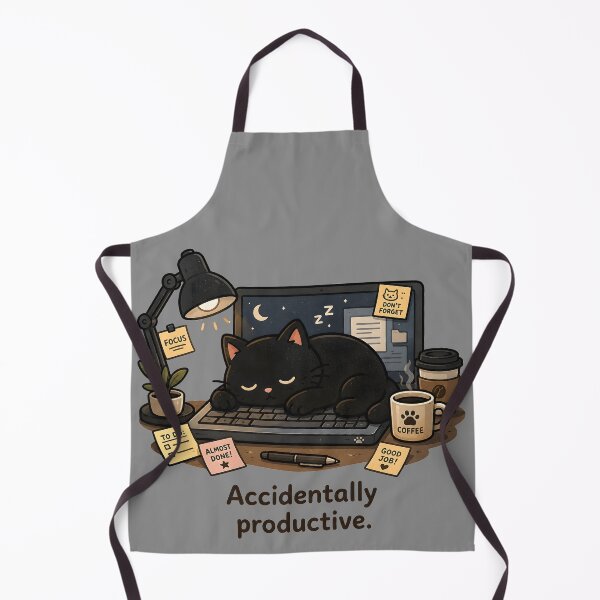 Item preview, Accidentally Productive Funny Sleeping Black Cat Laptop designed and sold by ChubbyGoong.