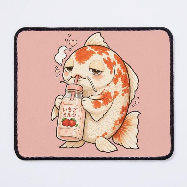 Item preview, Koi Fish Drinking Strawberry Milk | Japanese Koi Café Character designed and sold by TheTrendsDesk.