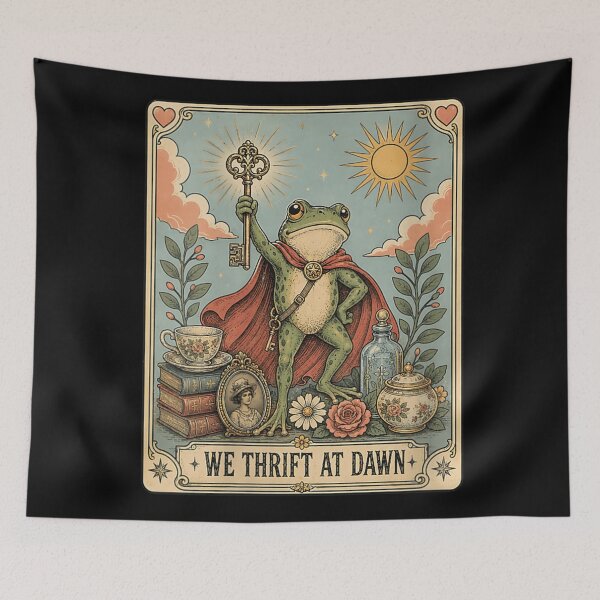 Item preview, We Thrift at Dawn Vintage Frog Thrifting Humor designed and sold by DuneHaicna.