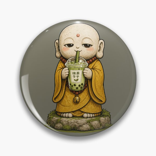 Item preview, Jizō Drinking Matcha Bubble Tea | Japanese Guardian Statue Café Art designed and sold by TheTrendsDesk.