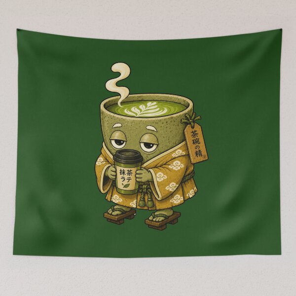 Item preview, Matcha Bowl Tsukumogami | Japanese Yokai Drinking Matcha Latte designed and sold by TheTrendsDesk.