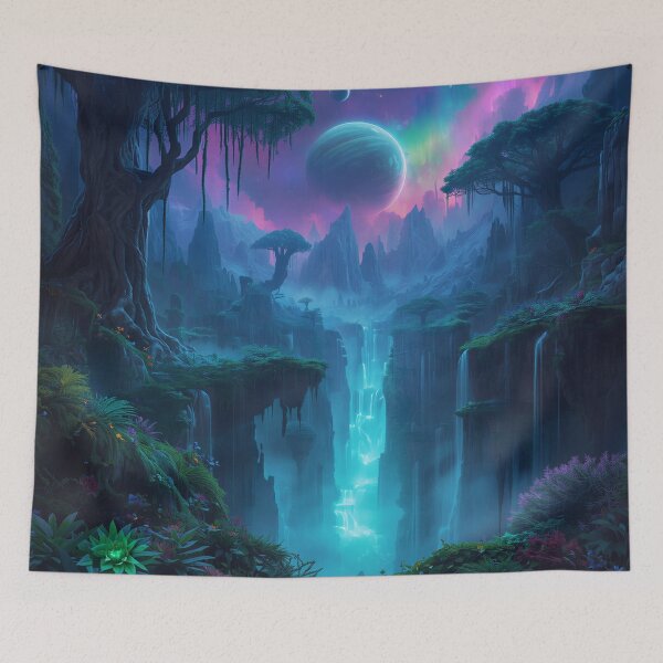 Item preview, Luminous Abyss Forest Alien Planet Landscape designed and sold by Luminous Wilds.