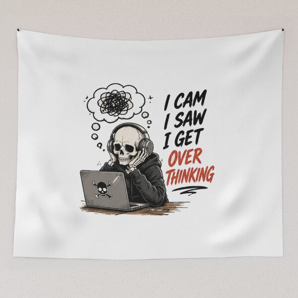 Item preview, I Came I Saw I Got Overthinking Skeleton Coffee Funny Gothic T-Shirt designed and sold by Mystic & Celestial Art.