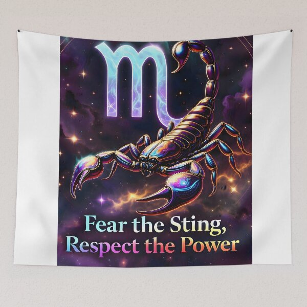 Item preview, Scorpio Fear The Sting Respect The Power Galaxy Zodiac Art designed and sold by Zodiac Celestial Art.