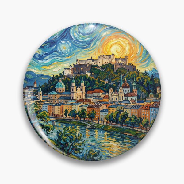 Item preview, Salzburg Austria Vintage Travel Poster designed and sold by dudelinart.